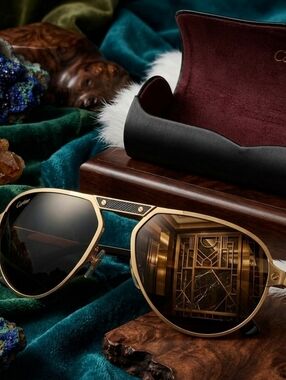 Cartier Gold Frame Sunglasses with Dark Lenses